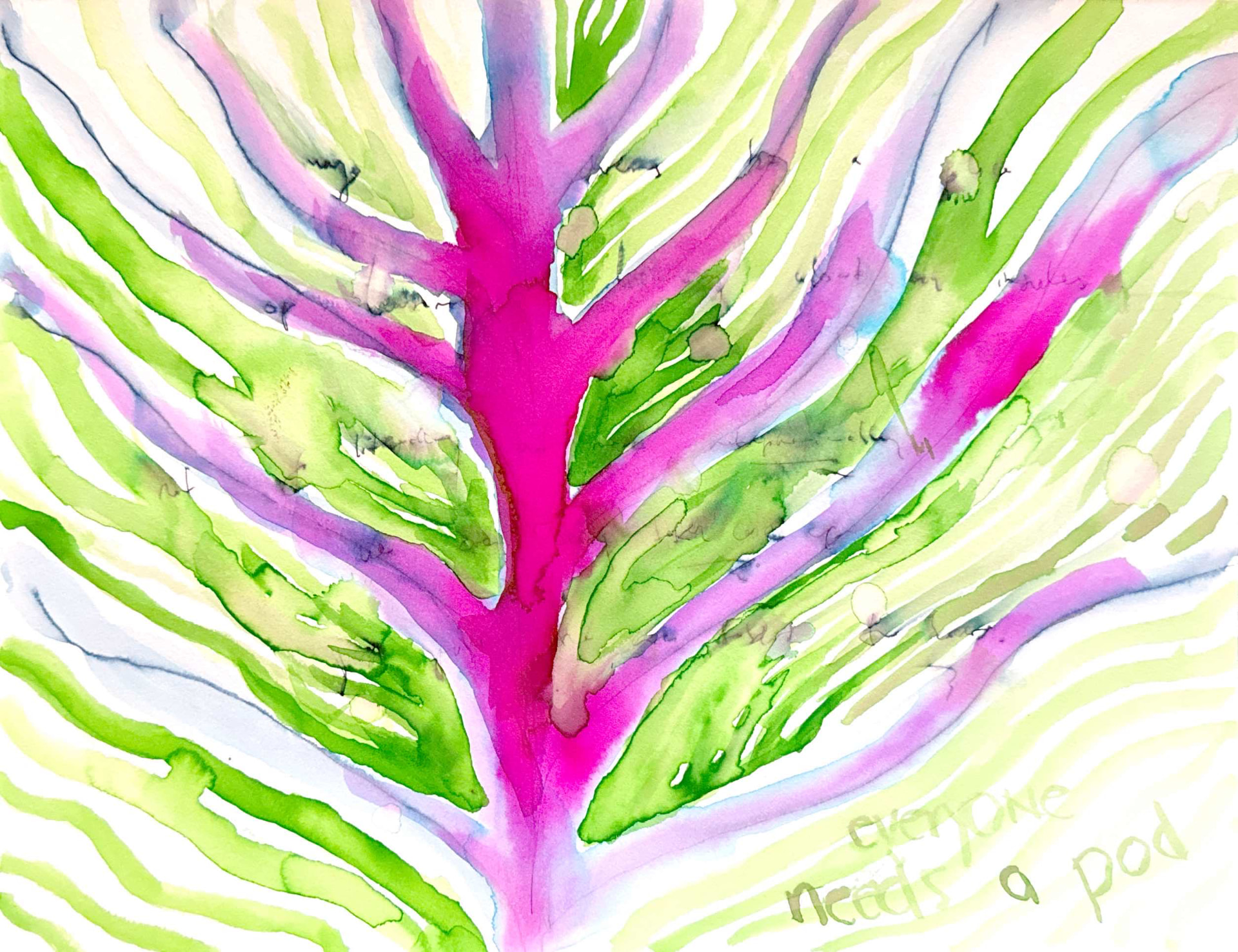 Pod — Watercolor and ink on paper