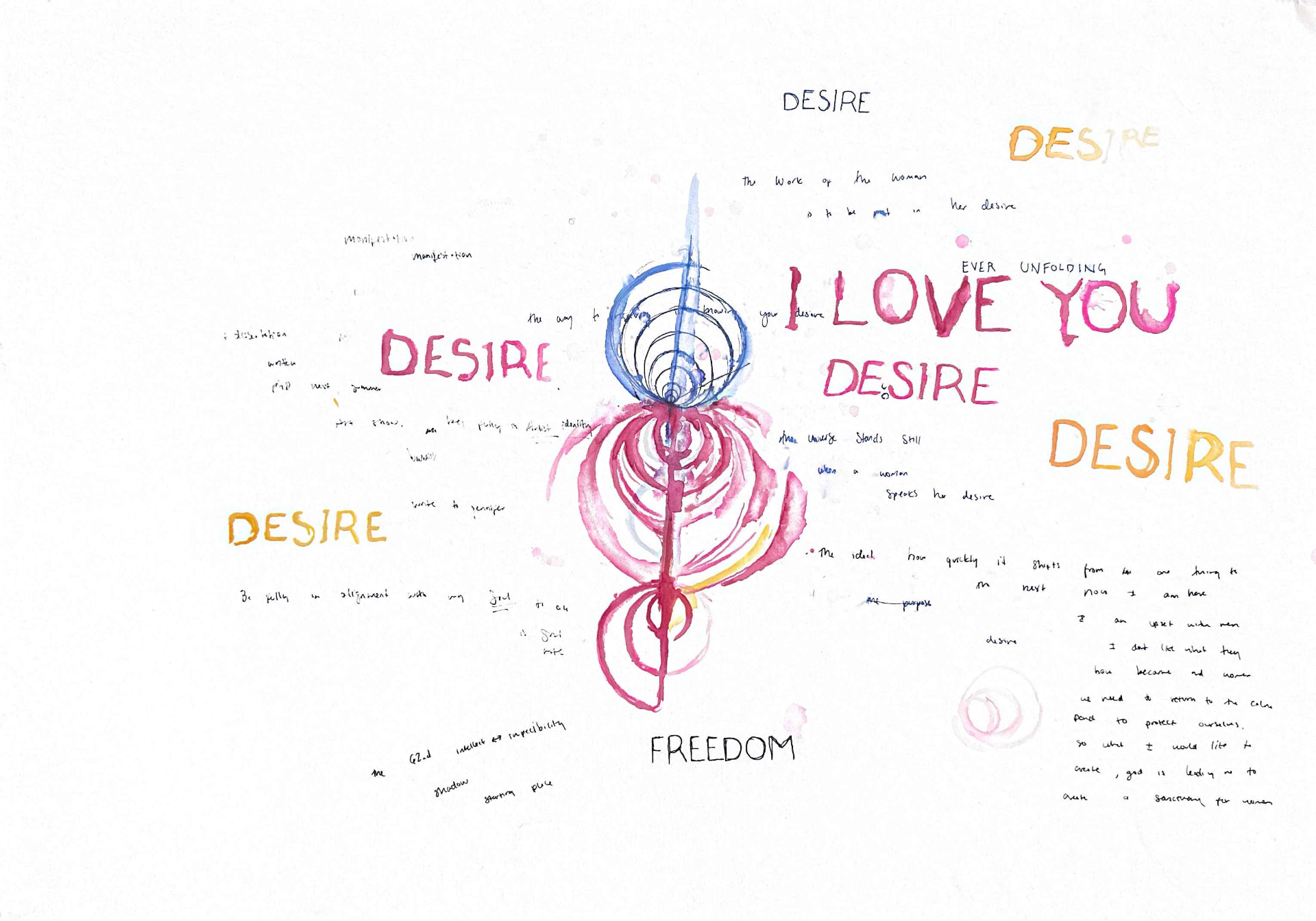 Desire / Freedom — Watercolor and ink on paper
