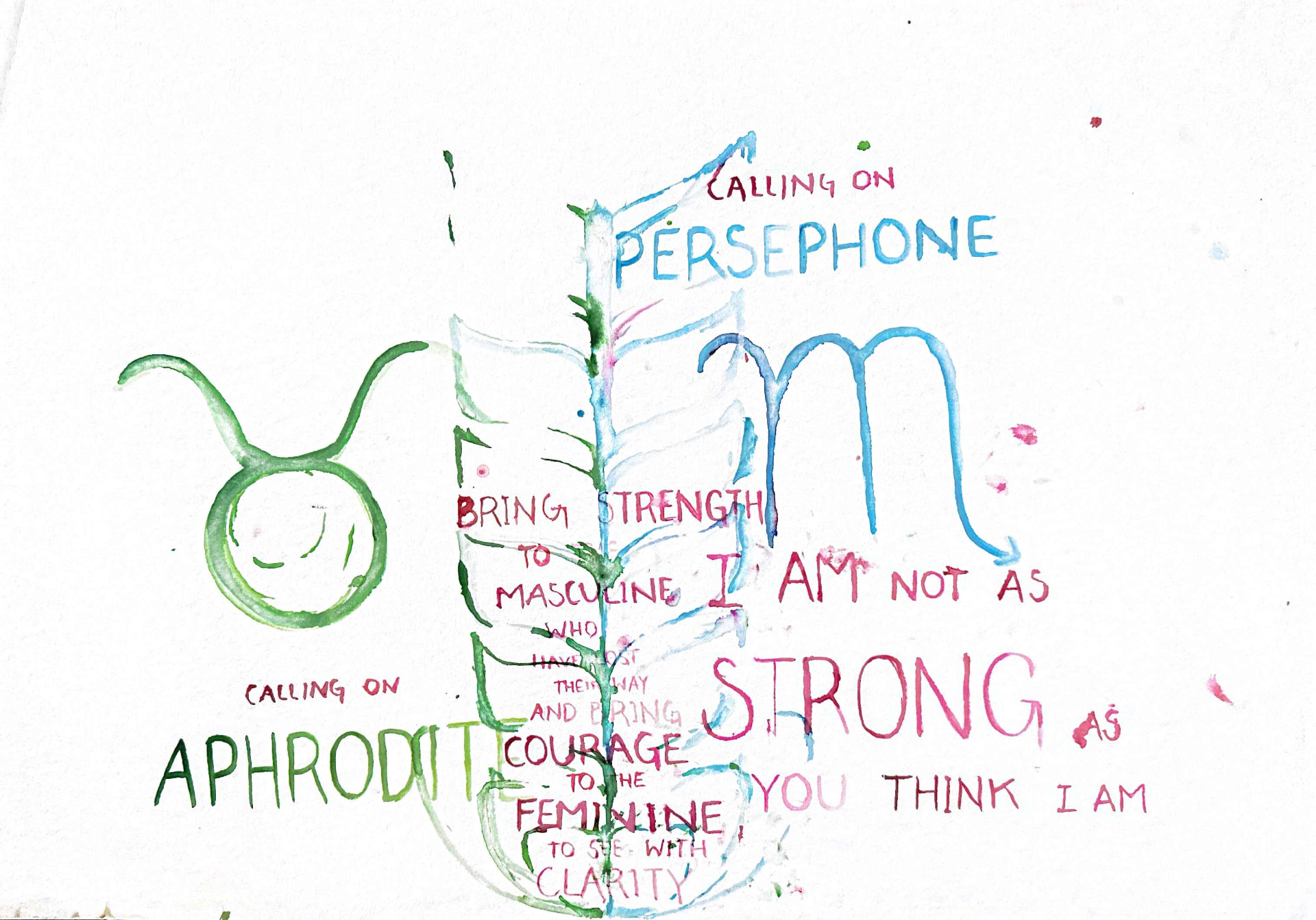 Calling on Persephone — Watercolor and ink on paper