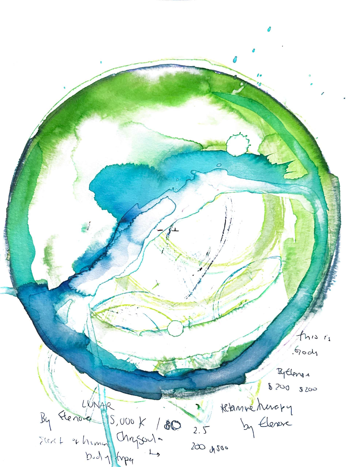 Lunar — Watercolor and ink on paper