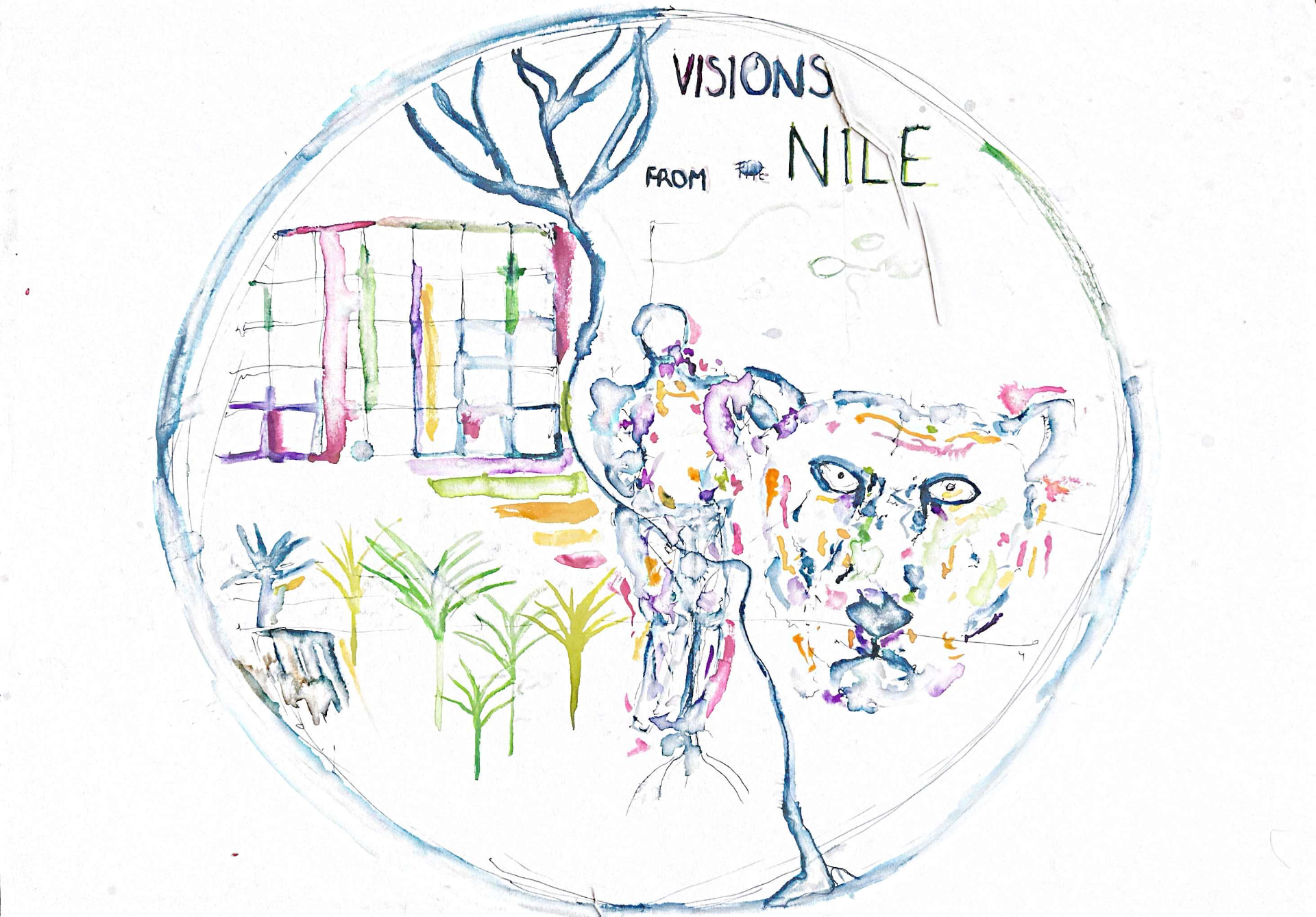 Visions from the Nile — Watercolor and ink on paper