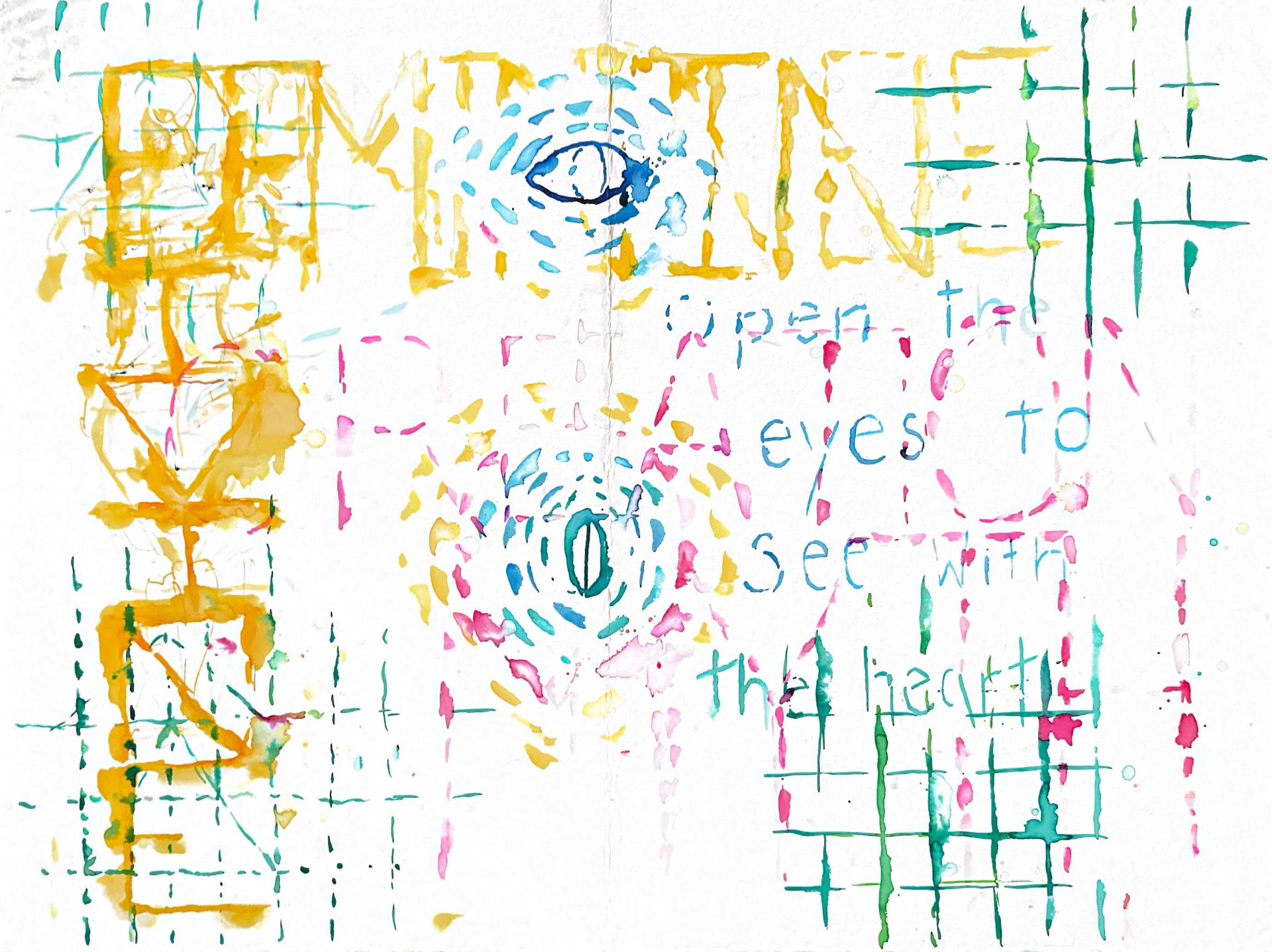 See With the Heart — Watercolor and ink on paper