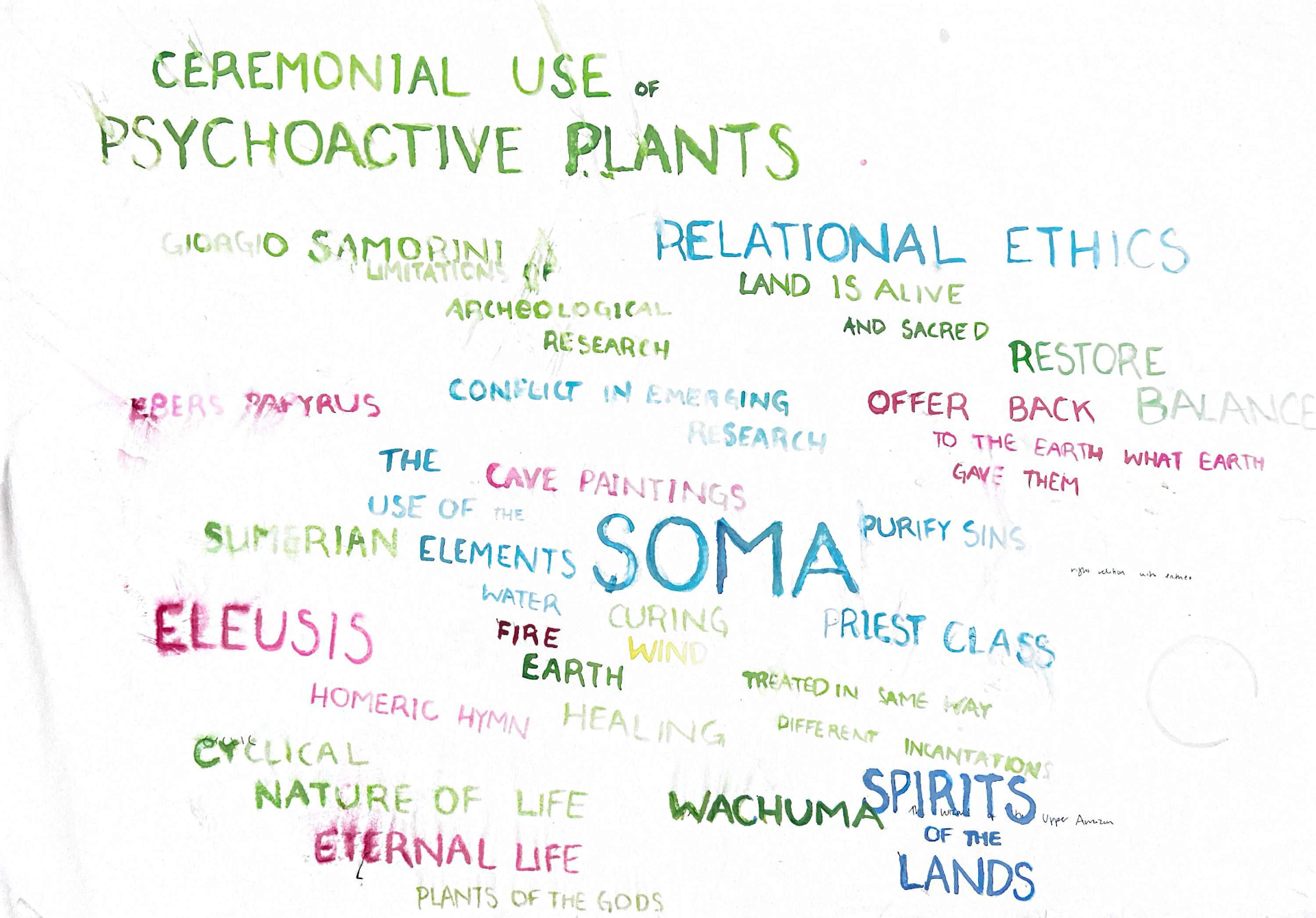 Ceremonial Use of Psychoactive Plants — Watercolor and ink on paper